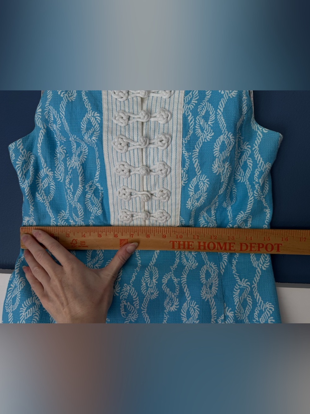 Lilly Pulitzer Row Your Boat Blue and White Rope Print Sleeveless Shift Dress - Picture 13 of 14